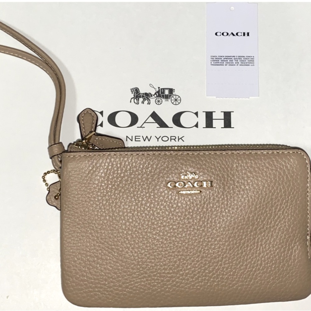 Coach Tan Leather Wristlet